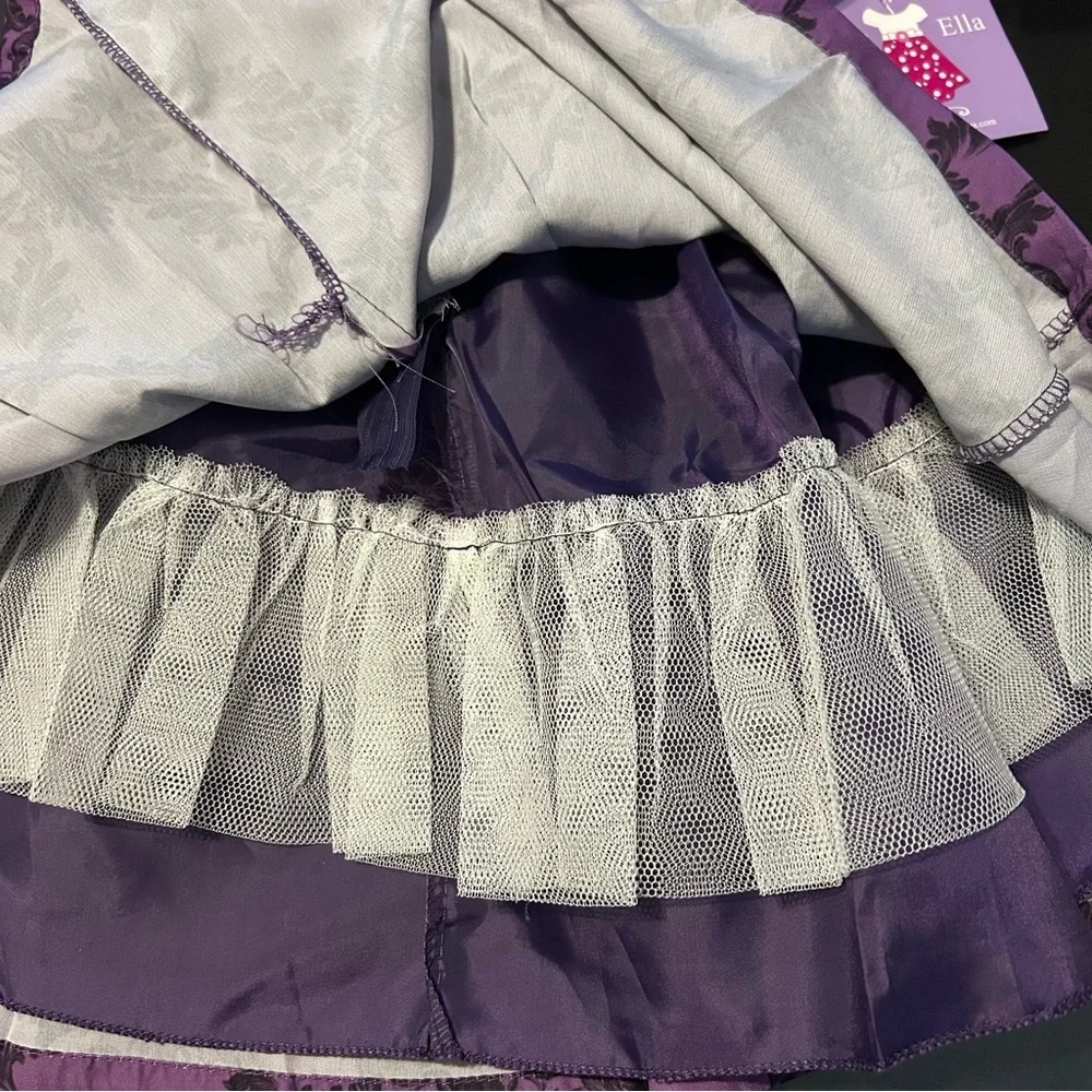 💜 NWT Joe-Ella Purple and Black Floral Dress Size 4T Easter Wedding